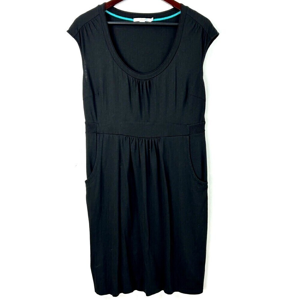 Boden Women Sz 12R Black Day Dress Stretch Modal Cotton Scoop Neck Sleeveless R4